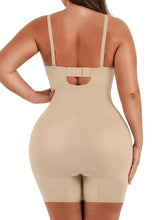 Load image into Gallery viewer, Reta Fancy Cupped Mid-Thigh Tummy Control Bodysuit Shapewear skin color full back photo