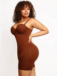 Reta Fancy Cupped Mid-Thigh Tummy Control Bodysuit Shapewear