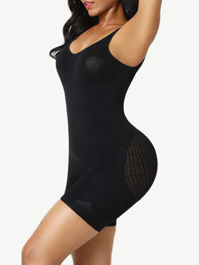 Reta Seamless Low Back Full Body Shapewear black in color with arms up side photo
