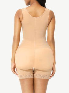 Reta Full Body Shaper Glue Zipper Open Crotch Lace Firm Foundations Shapewear