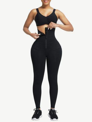 Reta Waist Trainer 2-In-1 Leggings With Zipping Shapewear for mid section front photo