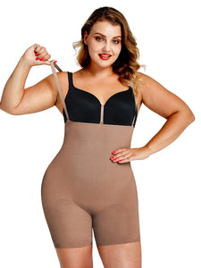 Reta Classic Style Bodysuit Slimming Butt Lifter Tummy Compression Full Body Shapewear brown color  front photo