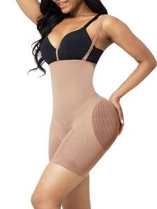 Reta Classic Style Bodysuit Slimming Butt Lifter Tummy Compression Full Body Shapewear brown color side photo