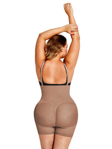 Reta Classic Style Bodysuit Slimming Butt Lifter Tummy Compression Full Body Shapewear brown color back photo